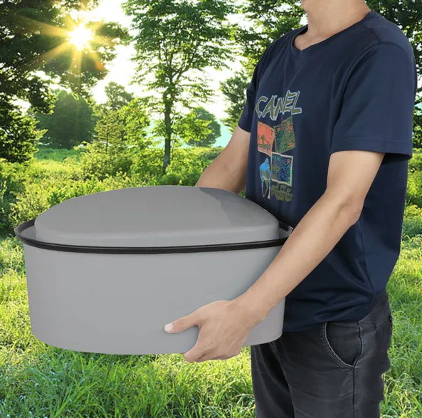 Portable Toilet with Non-Slip Mat - Grey Outdoor Solution