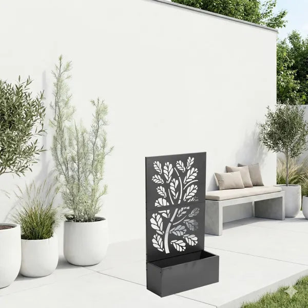 Metal Garden Bed with Trellis - 43 Inch Planter Box for Climbing Plants