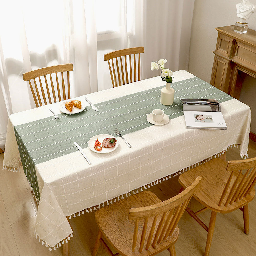 Waterproof Cotton Linen Tablecloth for Farmhouse Dining Tables
