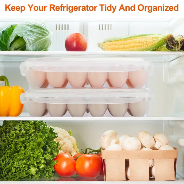 2Pcs Egg Holder Stackable Plastic Storage Box Rack For Refrigerator
