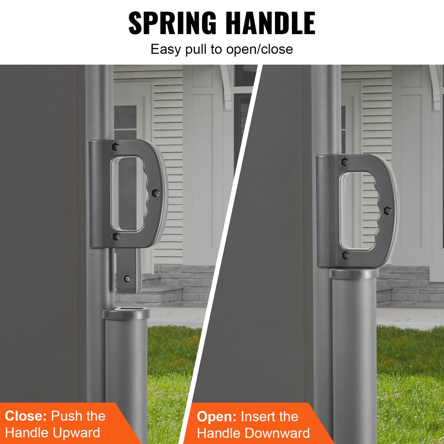 Retractable Outdoor Privacy Screen 63x118in Aluminum Wind & Rain Blocker Gray