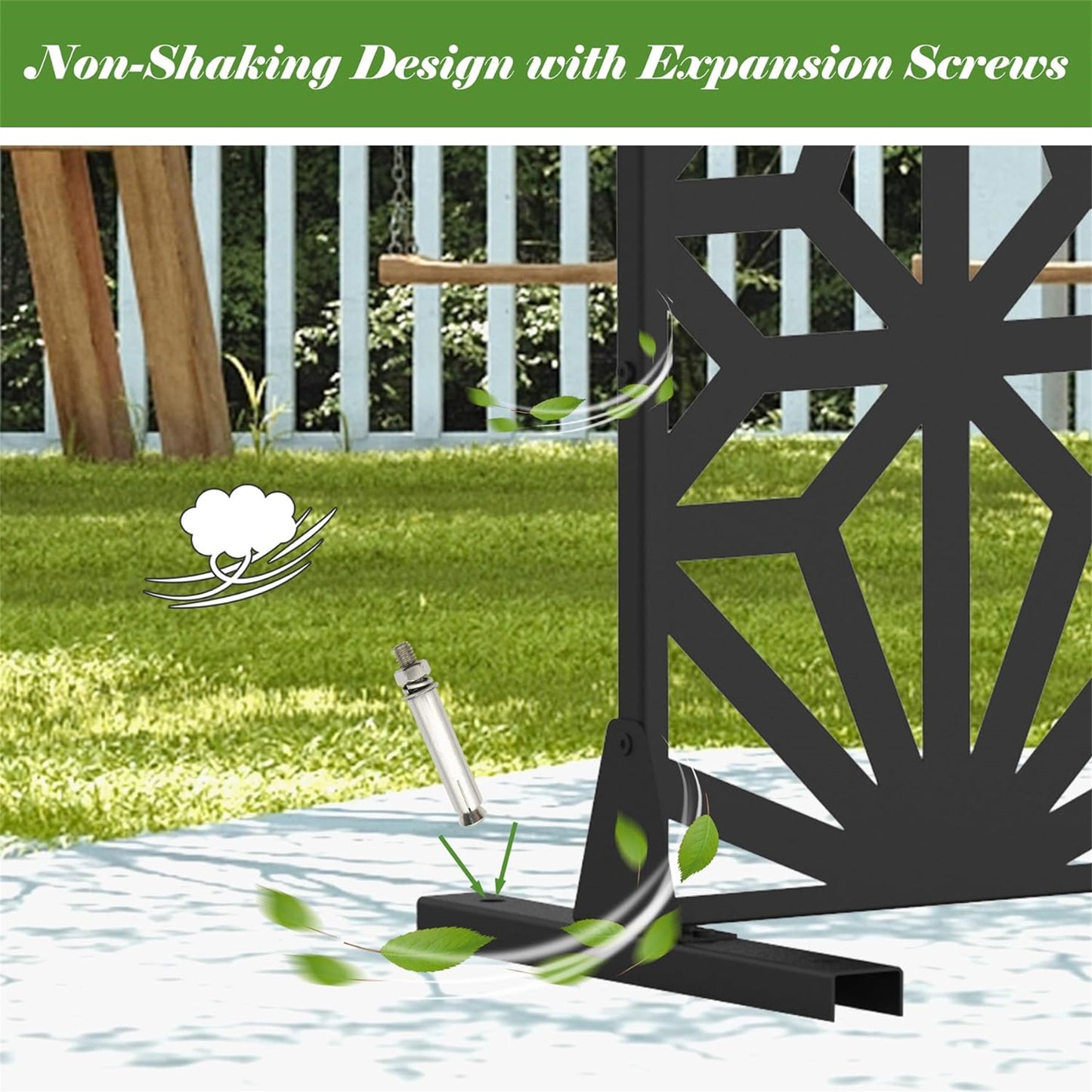 Freestanding Metal Privacy Screen - Black Flower Design for Balcony & Garden