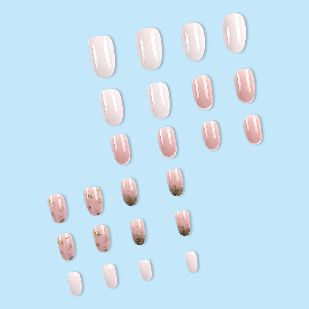 24-Piece Gold Foil Nail Polish Set for French Manicure, Long Nails