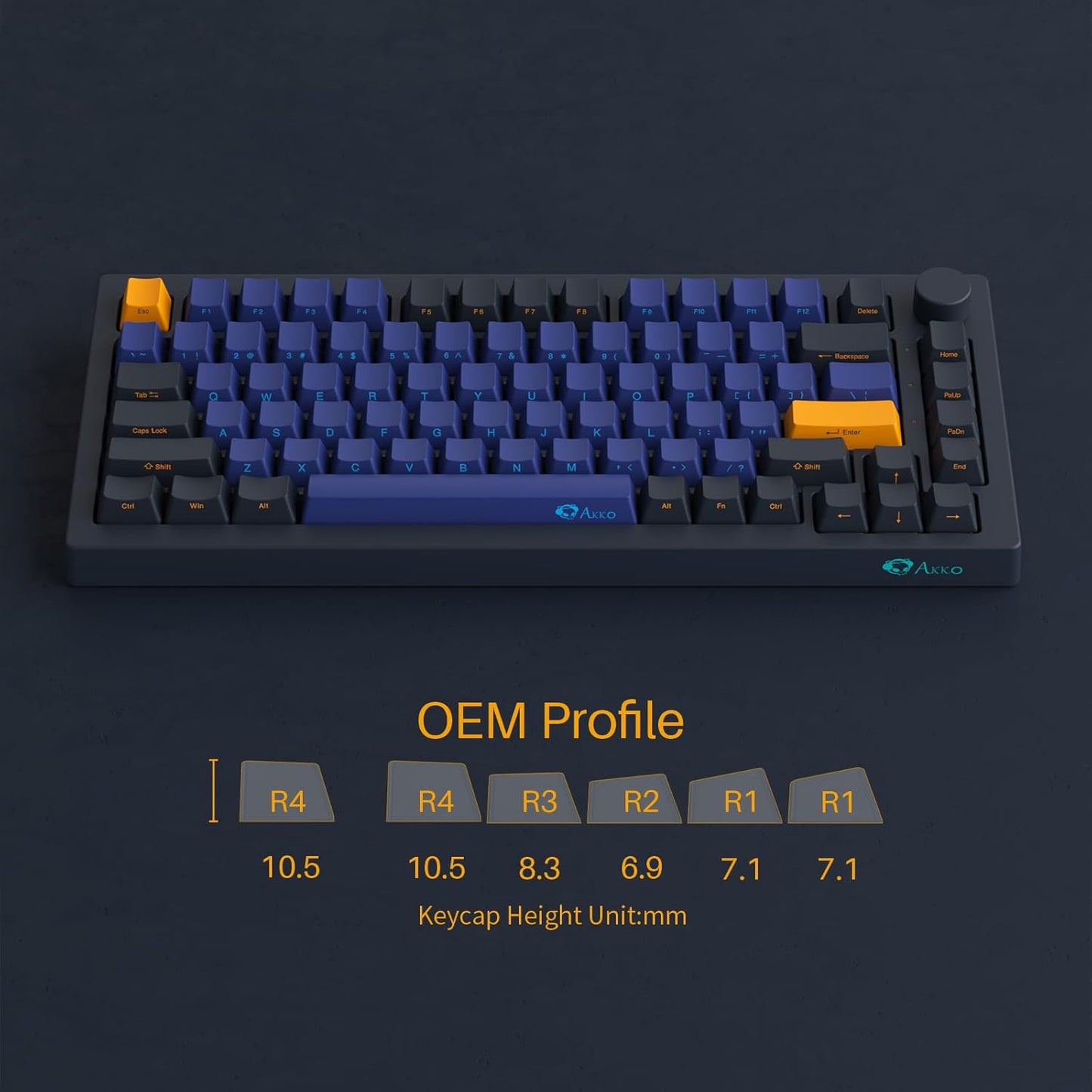 Akko 5075B Plus Mechanical Keyboard 75% Percent RGB Hot-swappable Creamy Keyboard with Knob, Black & Silver Theme with PBT Double Shot ASA Profile Keycaps V3 Creamy Yellow Pro Switch
