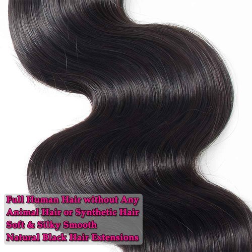 12A Human Hair Bundles 400g Body Wave Bundles Human Hair Extensions 16 16 18 18 Inch Brazilian Virgin Body Wave 4 Pieces Deals Unprocessed Brazilian Quick Weave Extensions Natural Black