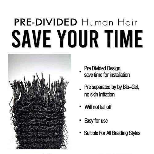Pre Divided Bulk Human Hair for Boho Braids Deep Wave Bundles for Briding Brazilian Virgin Human Hair Curly Bulk Crochet Hair No Weft Extensions for Black Women 18Inch 640 Roots 200g