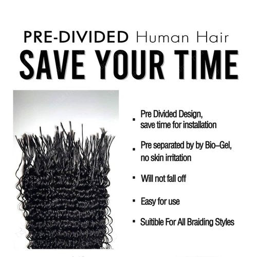 Pre Divided Bulk Human Hair for Boho Braids Deep Wave Bundles for Briding Brazilian Virgin Human Hair Curly Bulk Crochet Hair No Weft Extensions for Black Women 16Inch 640 Roots 200g