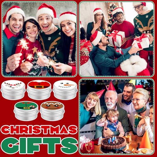 25 Pcs Christmas Peppermint Flavor Lip Balms Gifts Tins Bulk Peppermint Candy Flavor Lip Balms Elf Christmas Party Gifts Favors Stocking Stuffers Bulk for Coworkers Staff Employee(Casual Style)