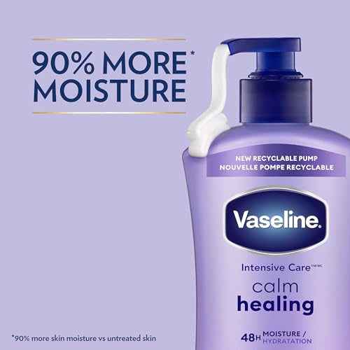 Vaseline Intensive Care Calm Healing Body Lotion 3 count for Dry Skin Made with Ultra-Hydrating Lipids and Lavender Extract to Heal and Restore Dry Skin 20.3 oz