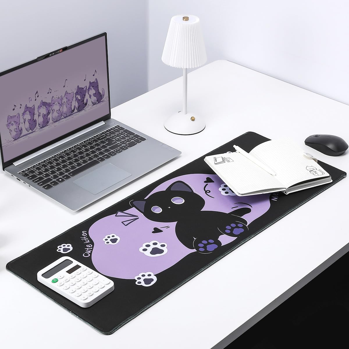YUNZII Keynovo Gaming Mouse Pad, Large Mouse Pad, Non-Slip 4mm Laptop Gaming Desk Pad,Waterproof Desk Pad for Gaming, Office and Home (Sweet cat, 31.49'' x 11.8'')