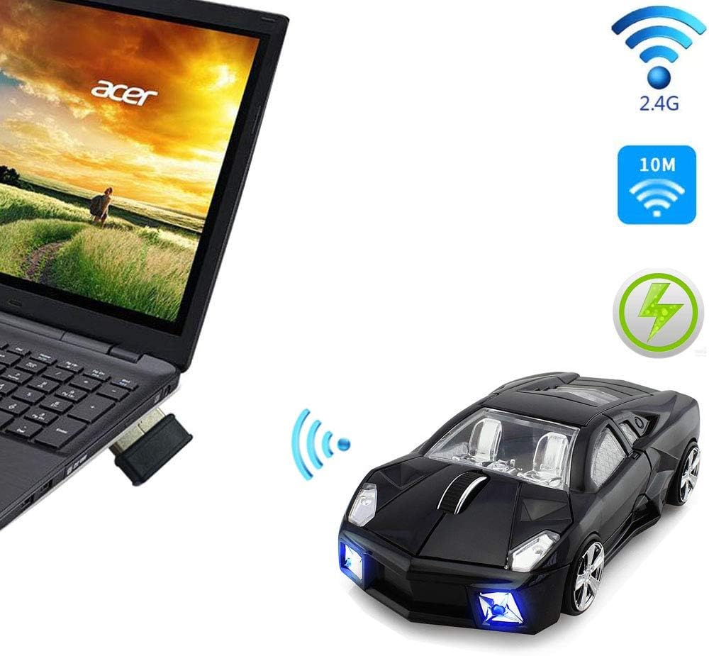 2.4Ghz Wireless Car Shape Mouse 3D Optical Gaming Mice USB Mini Receiver for PC Laptop Computer