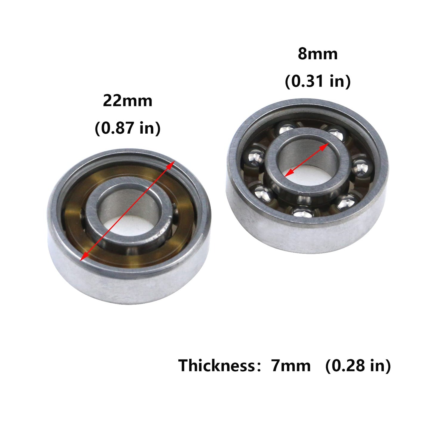 Antrader 10Pcs 608 Steel Ball Bearing 8mm x 22mm x 7mm High Precision Rating Fidget Spinner Bearing