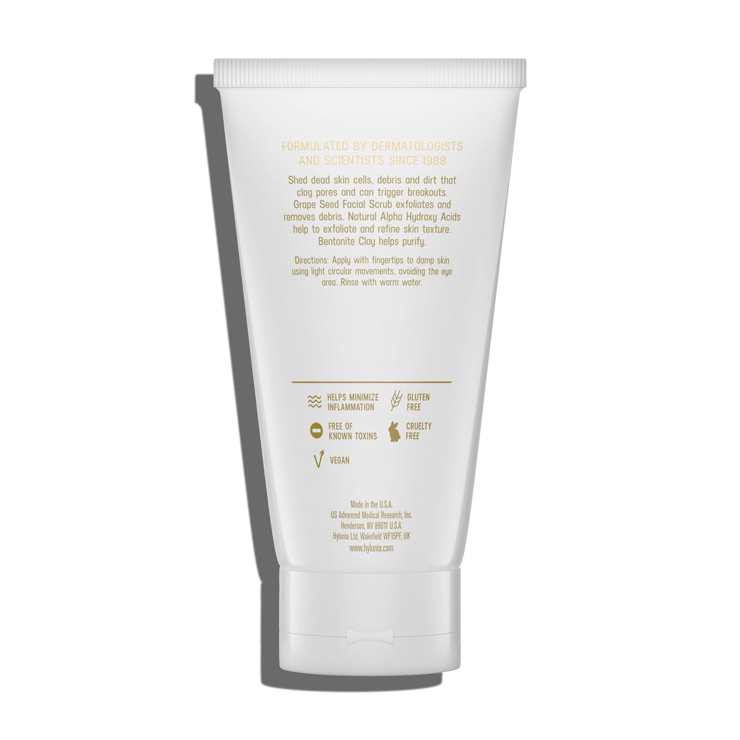 Hylunia Skincare Grape Seed Facial Scrub ā Gentle Exfoliating Face Scrub with Ground Grape Seed, Bentonite Clay, and Alpha Hydroxy Acid for smooth, glowing skin and refined pores, 5.1oz