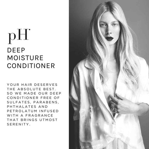 pH PURE HAIR Deep Moisture Conditioner - Intense Hydration for Dry, Damaged Hair - Deep Conditioning Treatment with Kokum Nut Butter & Rose Extract for Frizz-Free, Soft, Smooth Hair - 33.8 Oz