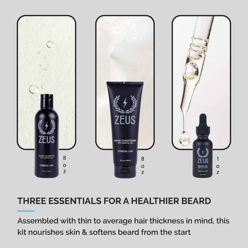 ZEUS Starter Beard Wash & Beard Oil Kit for Men, Softens, Hydrates & Moisturizes Facial Hair, Promotes Healthy Growth & Shine (Made In USA) Vanilla Rum