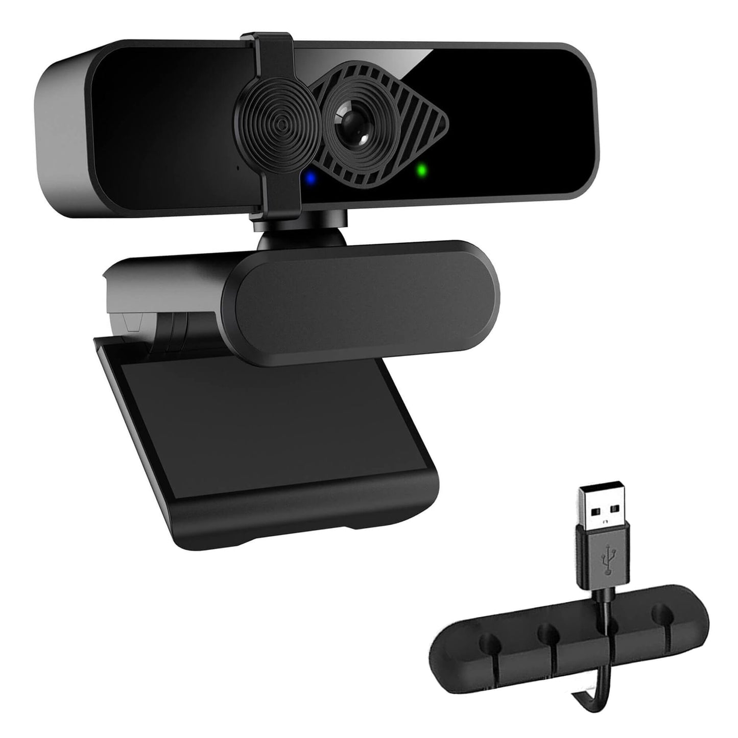 2K Webcam for PC, 85° View USB Computer Camera, with Noise Canceling Microphone & Privacy Cover, HD Web Cameras for Desktop Laptop Monitor Mac Streaming, Video Calling Webcams, 1pc cable organizer