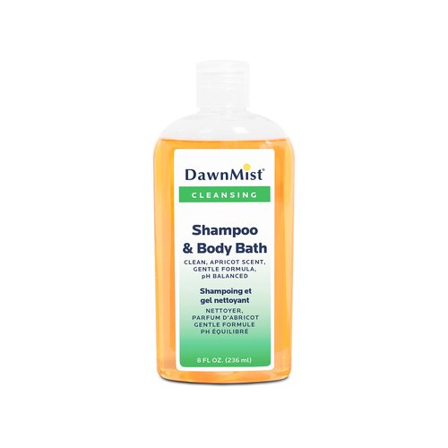 Dukal DAWNMIST Shampoo and Body Bath, 8 oz (48 Count) – 2-in-1 Gentle Cleanser for Hair and Skin, pH Balanced, Lightly Scented, Rinse-Free Option for Personal Care and Medical Use