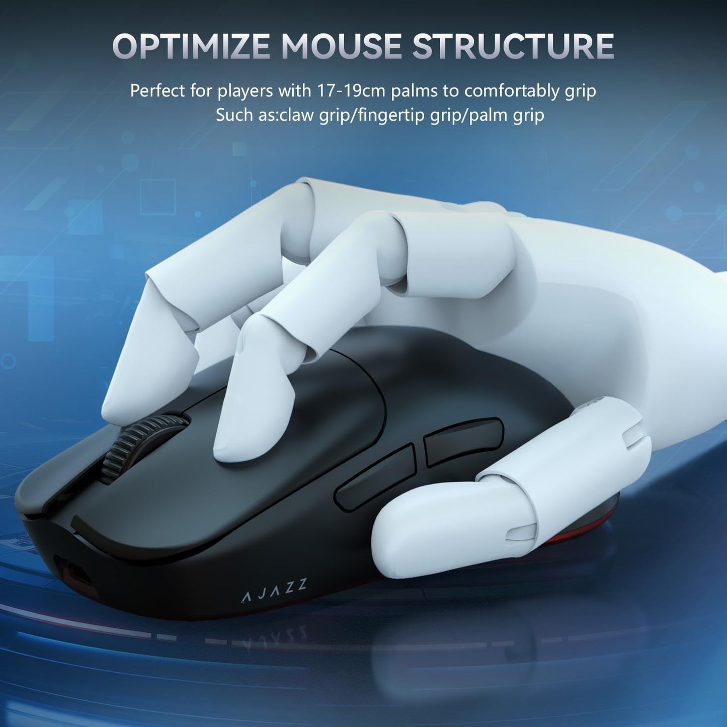 Ajazz AJ099 Superlight Wireless Gaming Mouse, Ergonomic 54g Ultra Lightweight 2.4Ghz/Wired Computer Mouse, PAW3311 12000 DPI Optical Sensor, 200Hrs Battery Programmable Buttons for Win/MAC PC Gamers