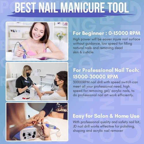 Makartt Nail Drill Electric Nail File JD700 Nail Drills for Acrylic Nails Professional 30000RPM Manicure Tools Nail Stuff Acrylic Nail Drill for Nail Dip Kit Acrylic Powder Poly Nail Gel B-01