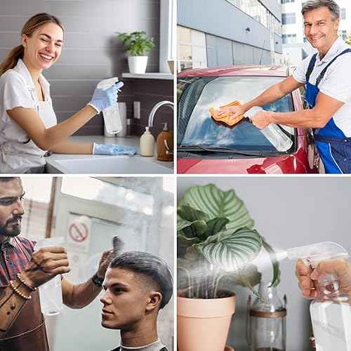 Plastic Spray Bottles Empty Spray Bottle 16.9oz/500ml 2 Pack Heavy Duty Spraying Bottles Mist/Stream Water Bottle for Cleaning Solutions, Essential Oils, Hair (Clear)