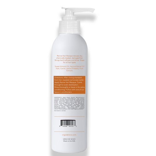 Virgo de Novo Professional Haircare Revive Hair Masque (8 oz) - Revives damaged, dry, color treated hair back to beautiful soft strands, fully nourished.