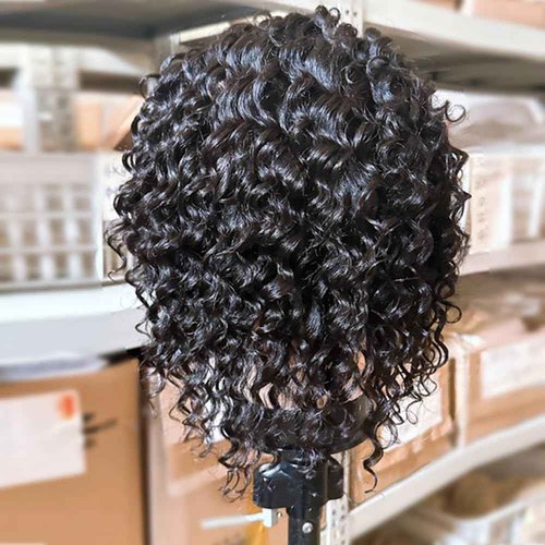 yimisunny Hair Full Lace Wigs Human Hair Wet Curly Full Lace Human Hair Wigs for Women Deep Wave HD Transparent Pre Plucked Bleached Knots With Baby Hair 7 Inch
