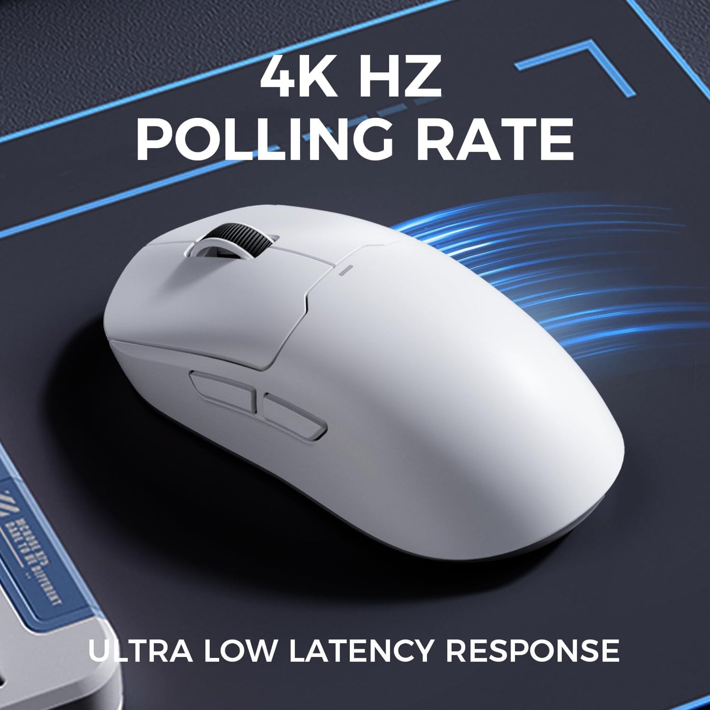 A5 ProMax Wireless Gaming Mouse, Symmetrical Design, 59 Grams, 1K Polling Rate, PAW3395 26K DPI Optical Sensor, 130 Hour Battery Life, Tri-Mode Connectivity - White