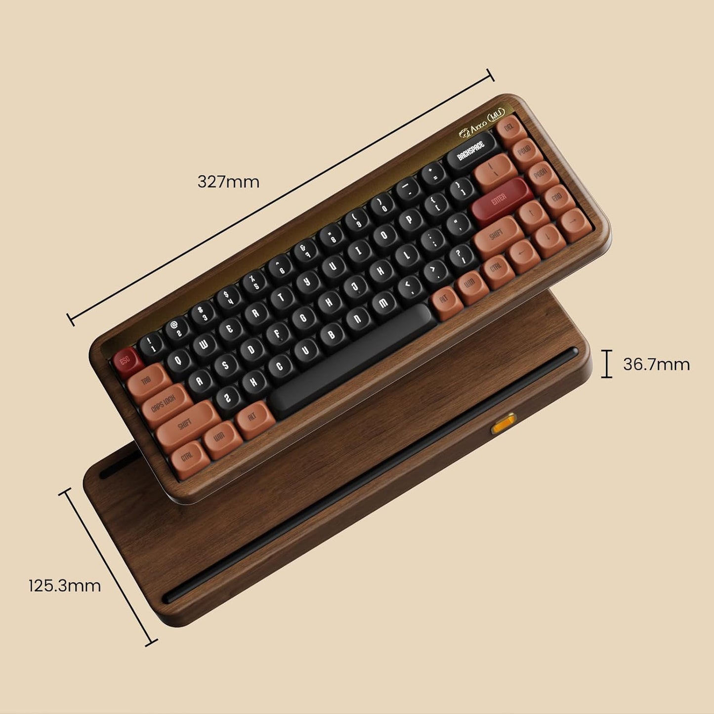 Akko Mechanical Gaming Keyboard with Walnut Wooden Case, MU01 Autumn 65% 68-Key RGB 2.4G Wireless/Bluetooth/Wired Hot-swappable Keyboard with PBT Dye-Sub Keycaps for Mac & Win