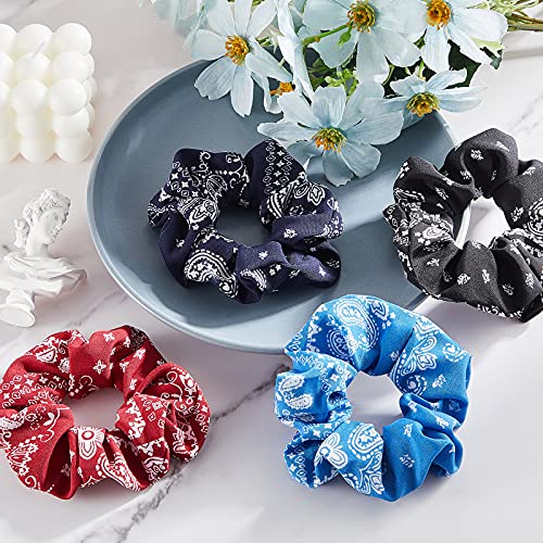 16 Pieces Bandana Scrunchies Cotton Hair Scrunchies Elastic Soft Silk Colorful Bandana Hair Ties Accessories for Women Girls