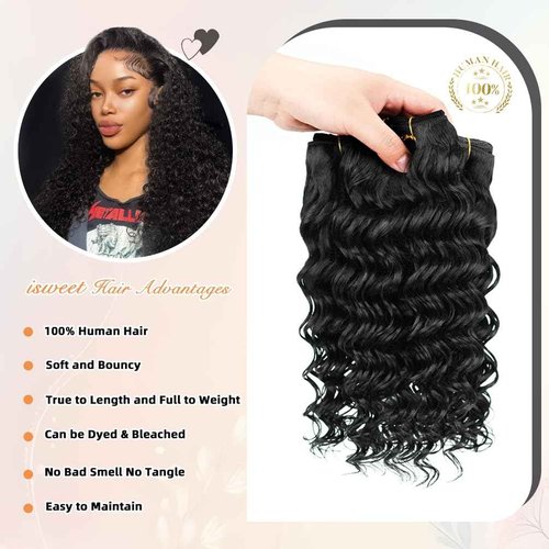 12A Brazilian Deep Wave Human Hair Bundles - 24 Inch 1-Bundles Ginder | Real Unprocessed Raw 100% Virgin Human Hair Extensions for Black Women, Double Drawn Curly Wet & Wavy Texture