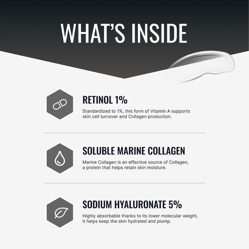 Approved Science Retinol Cream with 1% Retinol, 5% Collagen, and 5% Hyaluronic Acid - Revitalize, Brighten, Firm, and Plump Skin - 2 fl. oz. (60 ml)