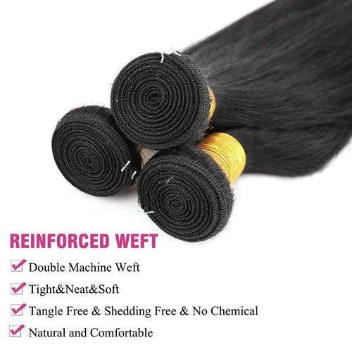 Human Hair Bundles Brazilian Straight Human Hair 3 Bundles 100% Unprocessed Virgin Human Hair Straight Raw Quick Weave 18 20 22inch Deals Natural Black