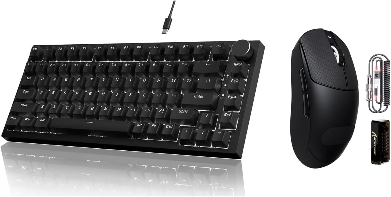 Attack Shark ajazz AK820 Mechanical Gaming Keuboard and X8 PRO 8K Polling Rate Gaming Mouse-Black