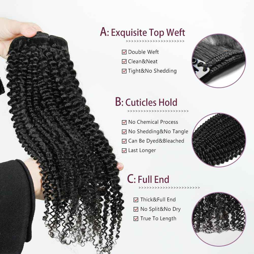 KRN Clip in Real Human Hair, 136g 8pcs Natural Black Hair Extensions Clip ins for Black Women Full And Thick Kinky Curly Clip in Human Hair Extensions 20 Clips Easy to Wear 16 Inch