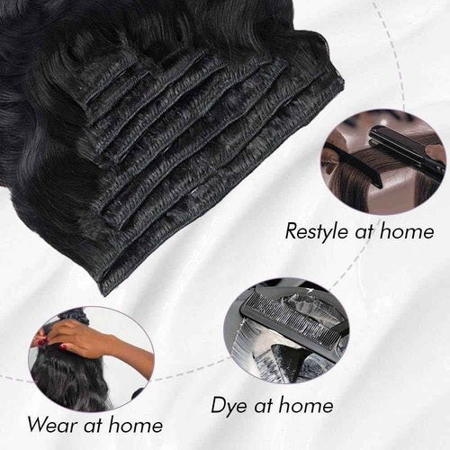 Body Wave Clip In Hair Extensions Real Human Hair Clip Ins For Women 14 Inch Remy Human Hair Extensions Clip Ins 8 Pcs With 18 Clips 120g Natural Black