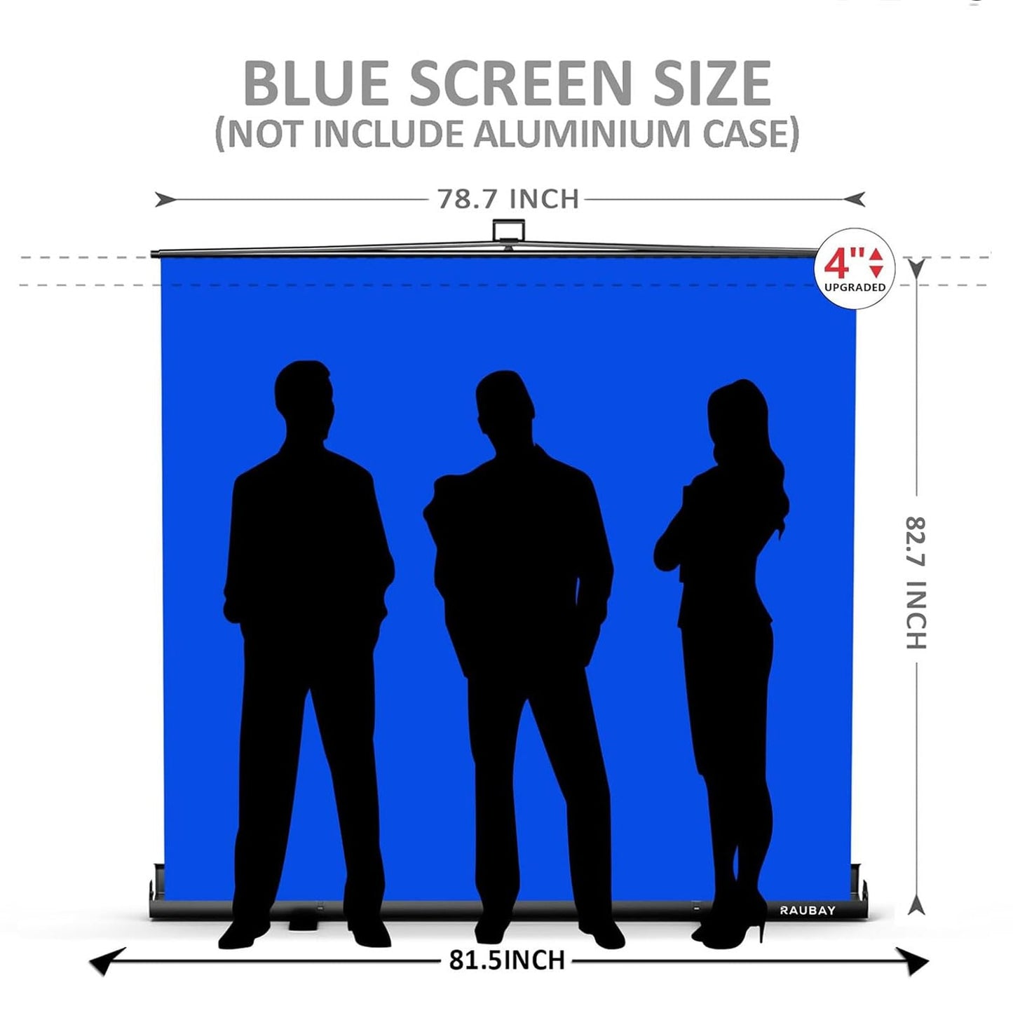 【Wider Style】 RAUBAY 78.7 x 82.7in Large Collapsible Blue Screen Backdrop Portable Retractable Chroma Key Panel Photo Background with Stand for Video Conference, Photographic Studio, Streaming