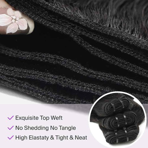 12A Straight Human Hair 22 24 26 Inch Human Hair bundles Unprocessed Brazilian Hair 3 Bundles Raw Human Hair Extensions Quick Weave Natural Color