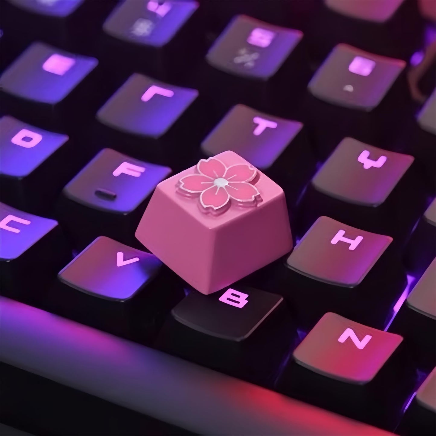 ZMX Custom ESC Keycaps,Artisan Aluminum Alloy Metal Keycaps for RGB Gaming Keyboard Backlight Personalized Keycaps for Cherry MX Switch Mechanical Keyboard R4 Height DIY Keycaps (Pink Cherry Blossom)