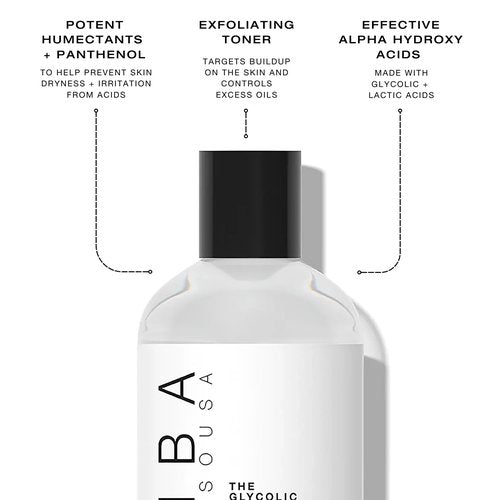 Biba De Sousa The Glycolic Lactic Toner - Exfoliating Toner with AHA, Hyaluronic Acid, and Aloe Vera - Illuminates Skin Complexion Without Excessive Drying (8 oz)