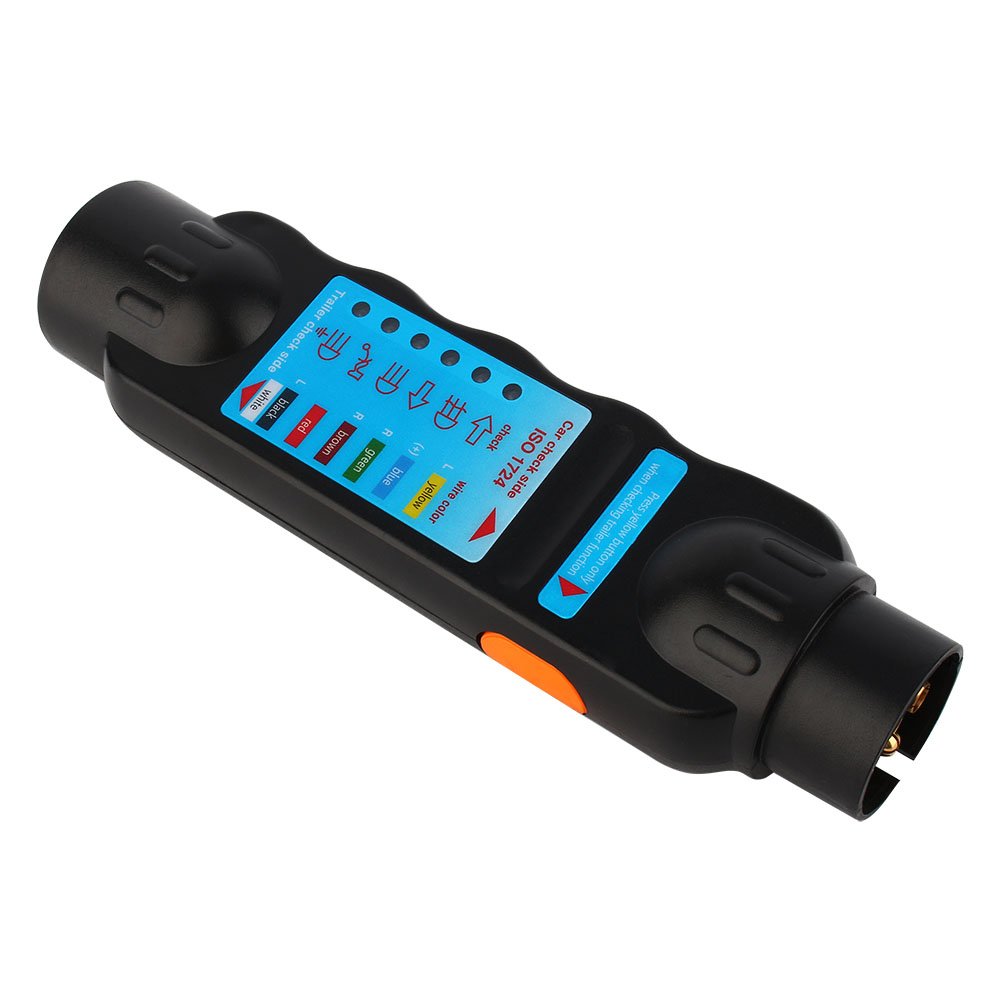 12V 7-Pin Trailer Tester Plug RV Connector Tester Plug Tool Socket Adapter for Trailer(European Specifications)