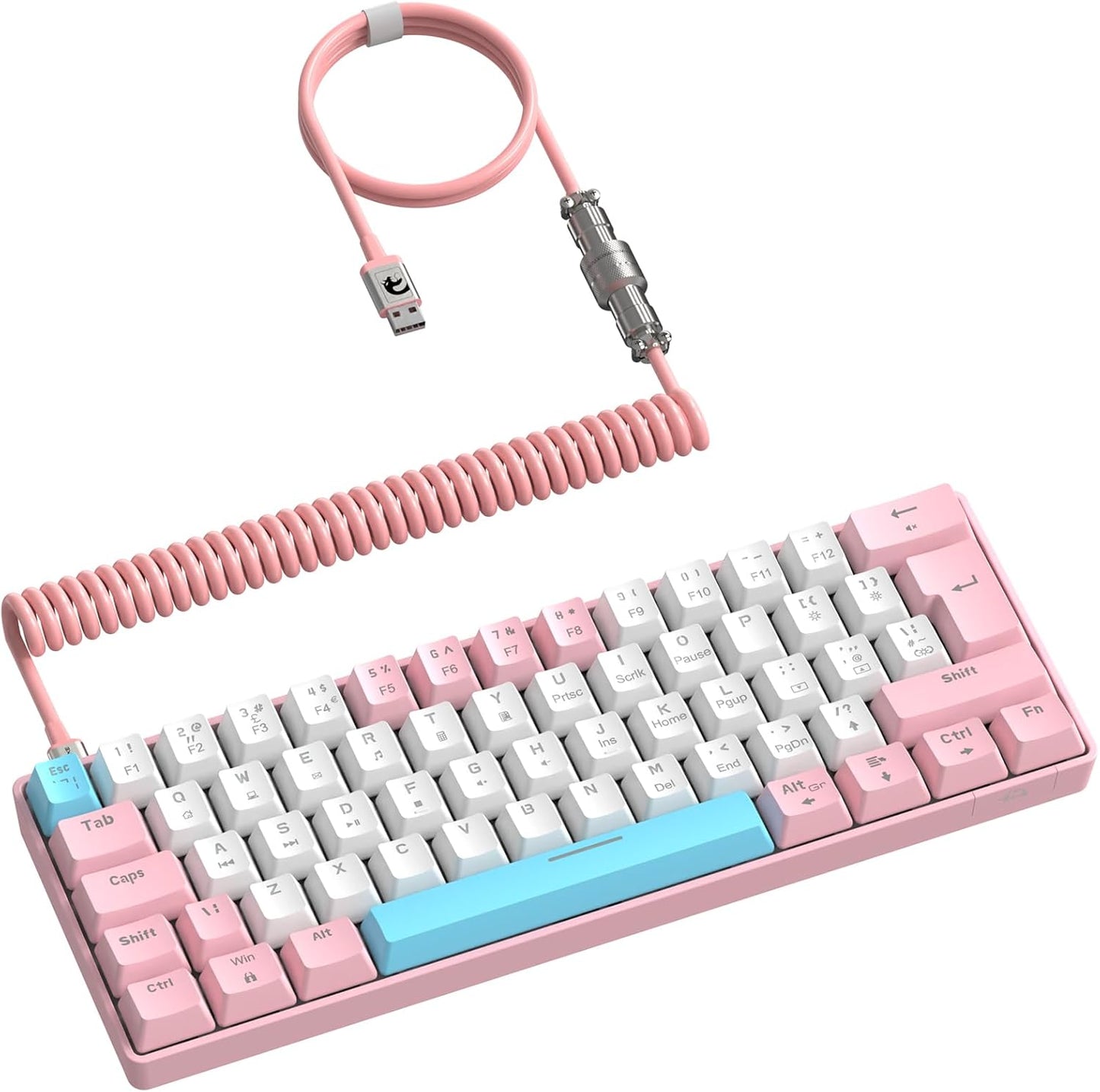 ZIYOU LANG RK-T60 Wired Mechanical Gaming Keyboard and Mouse Combo Portable with Rainbow Backlit 62Key NKRO 6400DPI RGB Honeycomb Mice Coiled Aviator Cable for PS4/PC/WIN Gamer(Dark Gray/Blue Switch)