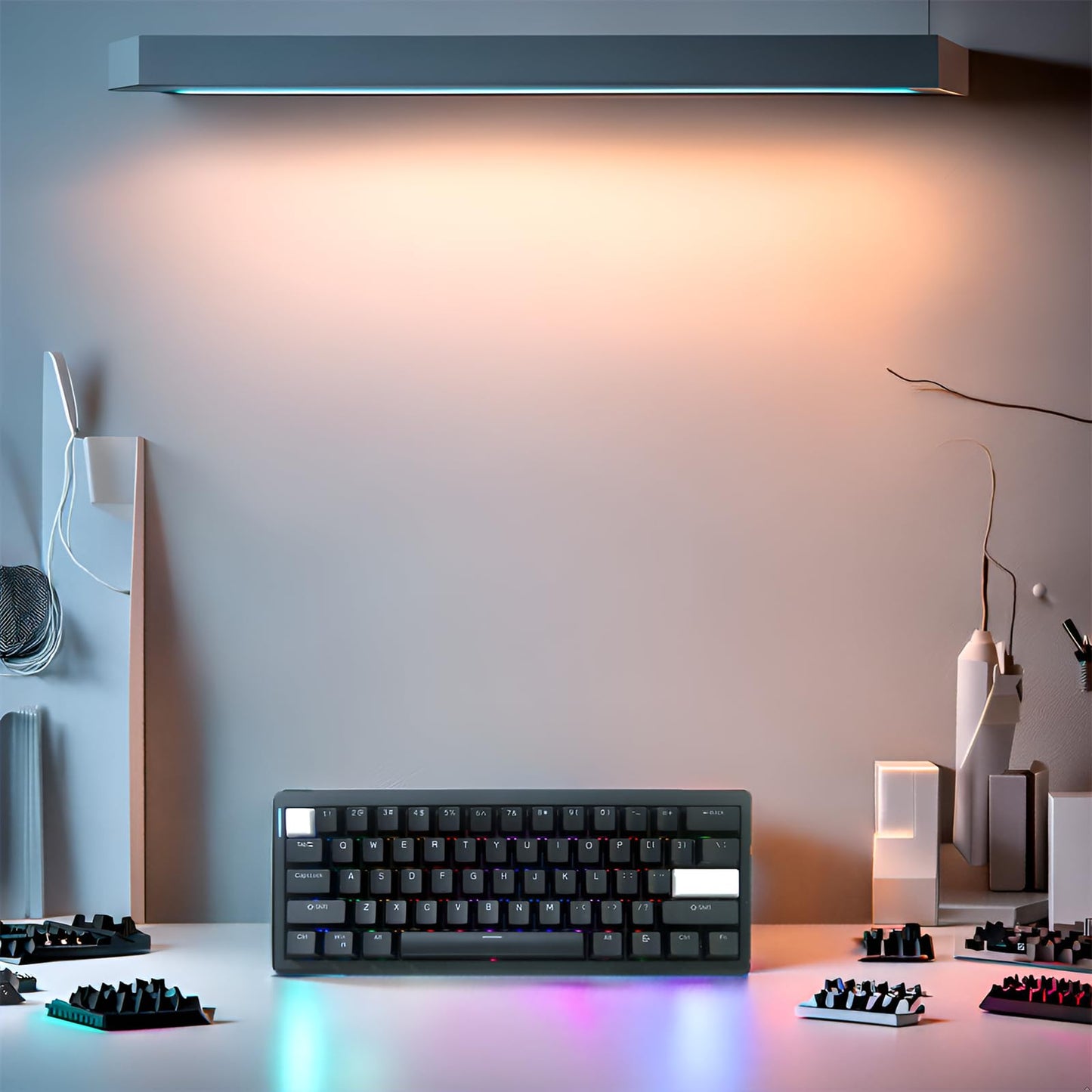 ZMX GMK61 60% Wireless Mechanical Keyboard,Tri-Mode BT5.0/2.4G/USB-C Wired RGB Backlit Gaming Keyboard Hot-Swappable Linear Switch Gasket Keyboard Mini 61 Keys Custom Keyboard with Software (Black)