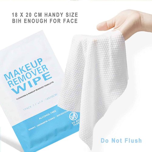 500 Pack Individual Makeup Remover Wipes, Makeup Remover Wipes Individually Wrapped Makeup Wipes Bulk Face Cleansing Wipes, Travel Makeup Remover Cloth for Hotel Skin Care Face Cleansing