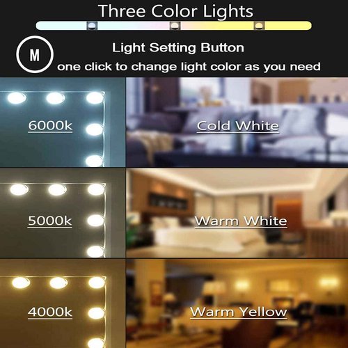 DIDIDADA Hollywood Makeup Vanity Mirror with Lights 32 x 24 Inch 18 Pcs LED Extra Large Hollywood Vanity Lighted Makeup Mirrors X10 Magnifier USB 3 Color Makeup Desk Tabletop Vanity Make up Mirrors