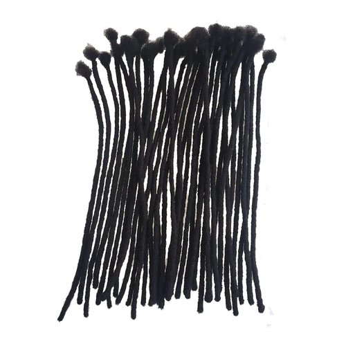 YOTCHOI Human Hair Permanent Dreadlocks Extension Handmade Locs Small Size(diameter 0.4cm) 20 Strands/pack 8inch Jet Black #1