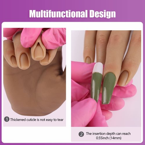 Life Size Female Mannequin Hand for Sketching & Display - Silicone Nail Practice Hands - Jewelry Ring Glove Watch Holder - 18cm, Light Brown (1 Pair)