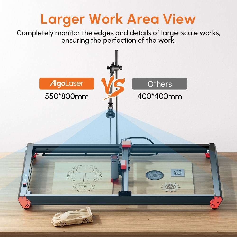 Algolaser Laser Engraver Camera - Lightburn Camera for Laser Engraver with 6 FT USB Interface,5MP HD Laser Engraver Machine Camera with Batch Engraving/Precise Position/Preview & Work Range 550*800mm