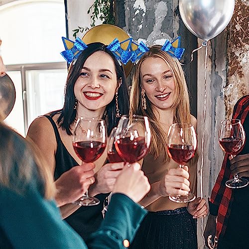 1 Pair Blue Ears Hair Clip£¬ Glitter Blue Ears for Kids Blue Bow Hair Barrettes Birthday Decorations Halloween Costume Cosplay Accessories Party Supplies