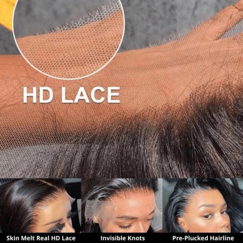Grand Nature Lace Frontal Closure 13 x 4 Human Hair Straight Wave Pre Plucked Ear To Ear Lace Frontals With Bangs Baby Hair Knots Can Be Bleached (20", Light-brown Lace)