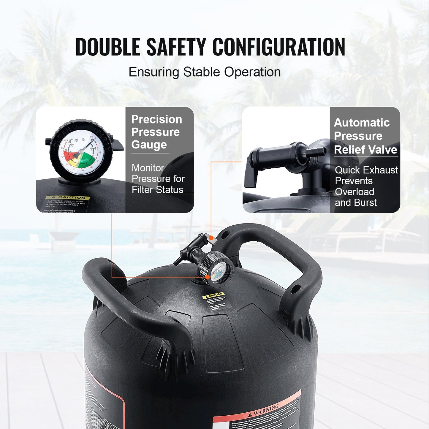 Inground & Above Ground Pool Cartridge Filter System - 325 Sq Ft Leak-Proof